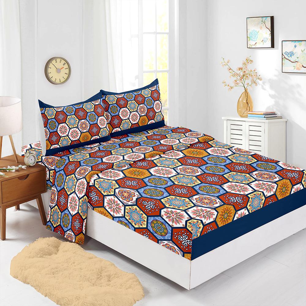 Four-Piece Mattress Digital Printing Mattress Protective Cover Bedding Bohemian