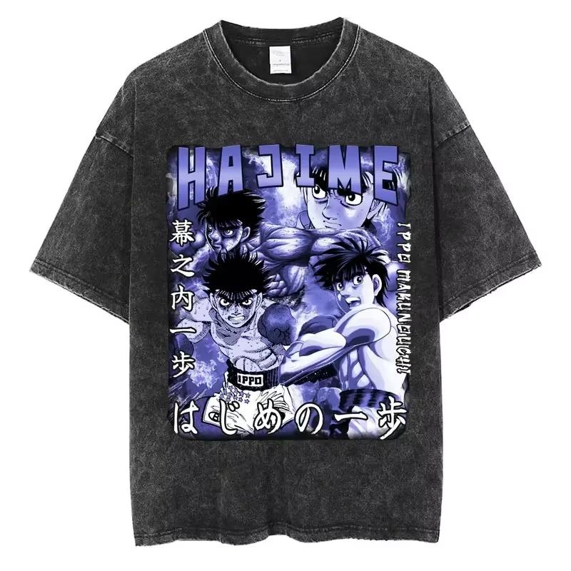 Hajime No Ippo KBG Gym Graphic Washed T‑shirt Unisex Casual Pure Cotton Short Sleeve Streetwear Fashion Tops For Daily W39
