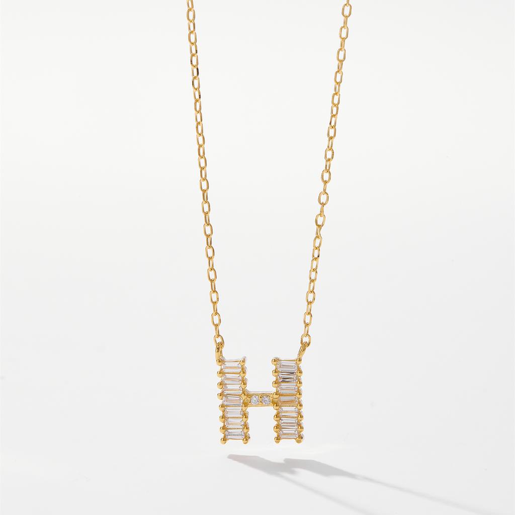 ANDYWEN 925 Sterling Silver Gold Letter Pendant Initial Necklace 2024 Women Fine Fashion Accessories Jewelry