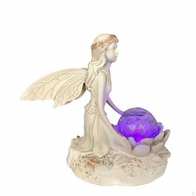 Resin Fairy Crystal Globe Decor, Solar Light, Outdoor Garden Ornament, Colorful Random