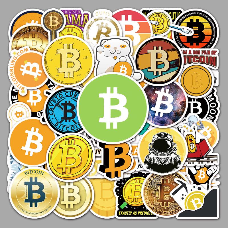 50 New Waterproof Bitcoin Graffiti Stickers for Luggage, Skateboards, & Water Bottles