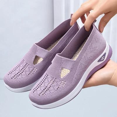 Damenschuhe Mesh Atmungsaktive Freizeitschuhe Weiche Sohle Flache Wanderschuhe für Frauen Rutschfeste Sneaker Slip-on Loafers Zapatos Mujer