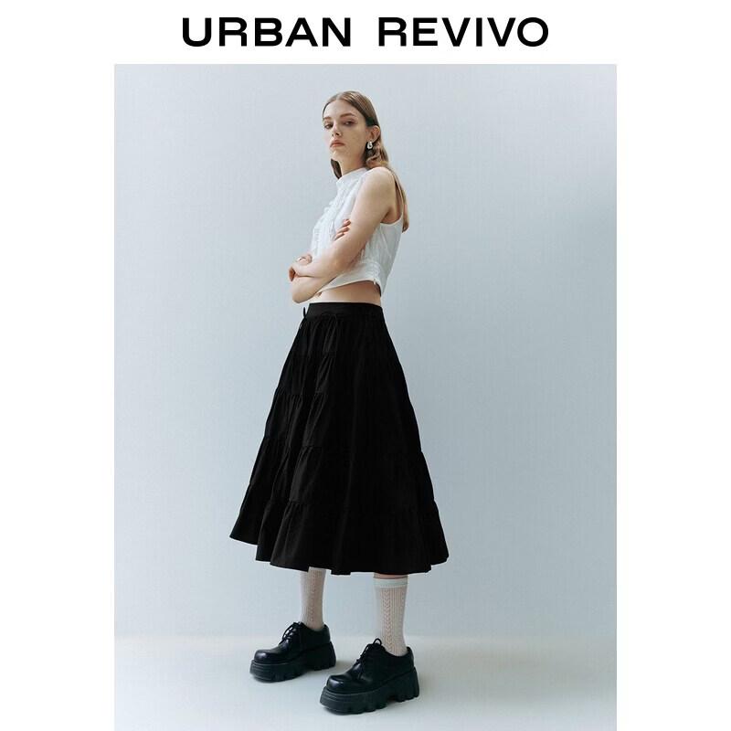 UR2026 Women s Bowknot Layered Elastic Waist Skirt L