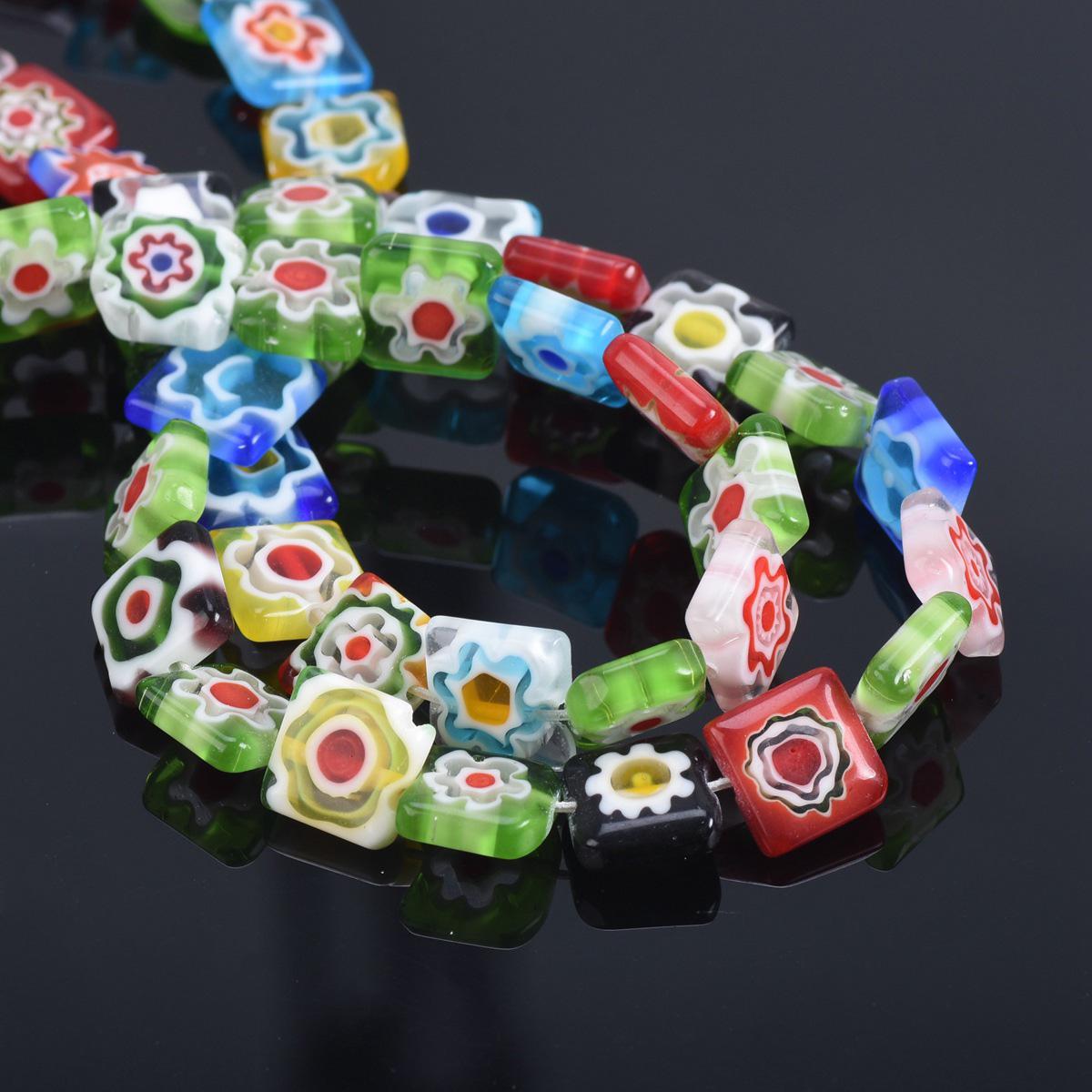 

Квадратная форма Смешанные цветочные узоры 6 мм 8 мм 10 мм Стеклянные бусины Миллефиори для DIY ремесел Аксессуары для изготовления ювелирных изделий Фурнитура 10mm-20pcs