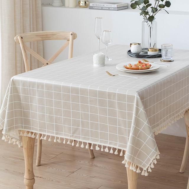Rectangular Cotton And Linen Tablecloth Waterproof Antifouling Cover Outdoor Dining Table Cloth