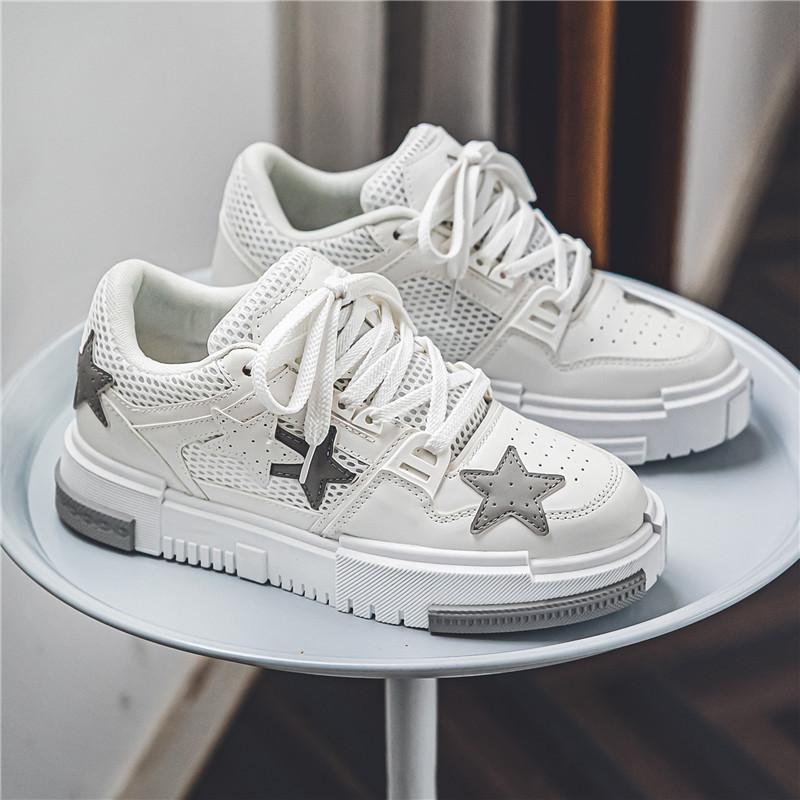 

Мужская обувь, летняя, новая, дышащая, сетчатая обувь, обувь на платформе с низким верхом, персонализированная, красочная, для молодых студентов, повседневная, спортивная обувь 39 белый