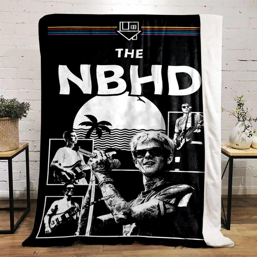 The NBHD Band Black and White Art printed Flannel blanket for bedroom, living room, sofa, and nap
