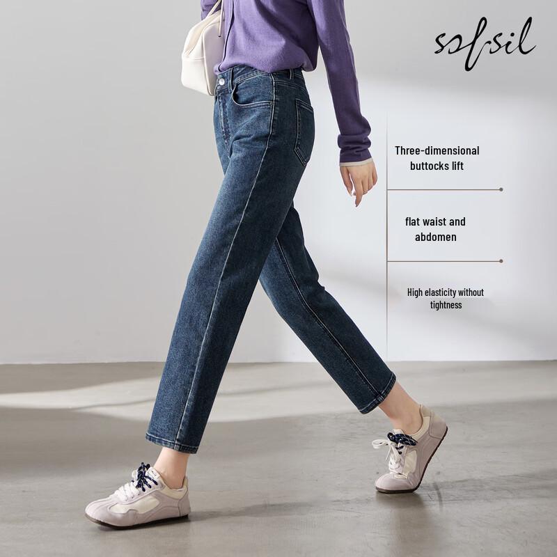 SOFSIL Women s 2026 Spring High-Waisted Slim-Fit Tapered Jeans 27