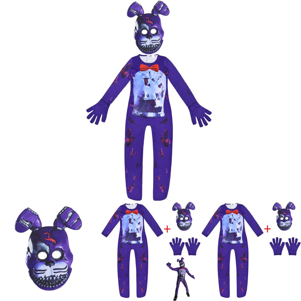 Unisex Sundrop Fnaf Toy Bear Cosplay Costume Bodysuit Jumpsuit Mask Glove For Carnivals