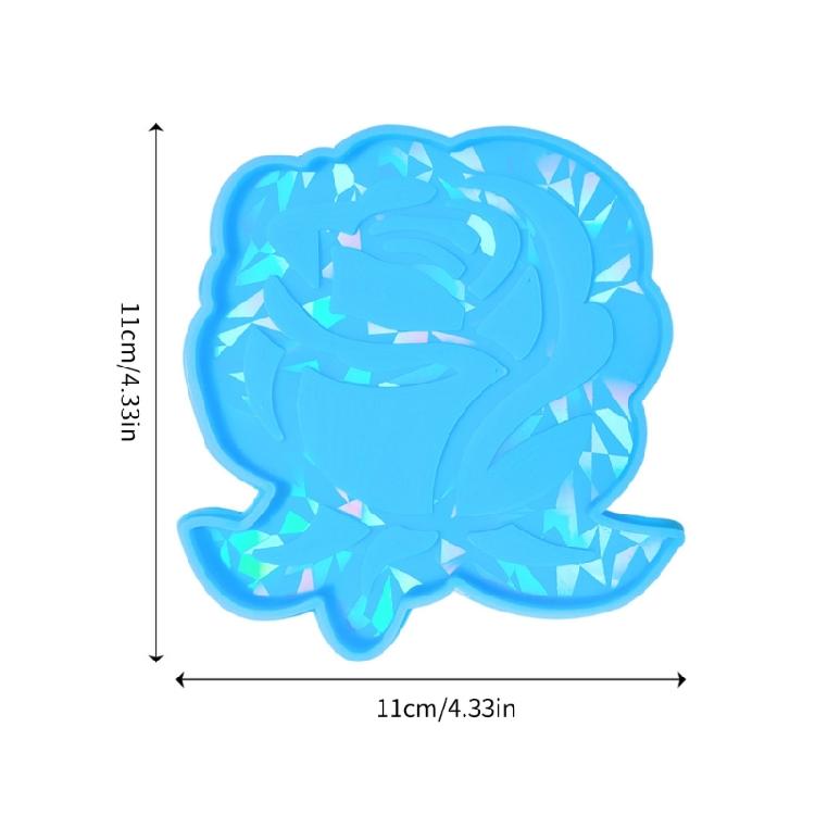 Rose Flower Resin Mold Holographic Coaster Silicone Mold Crystal Flower Molds