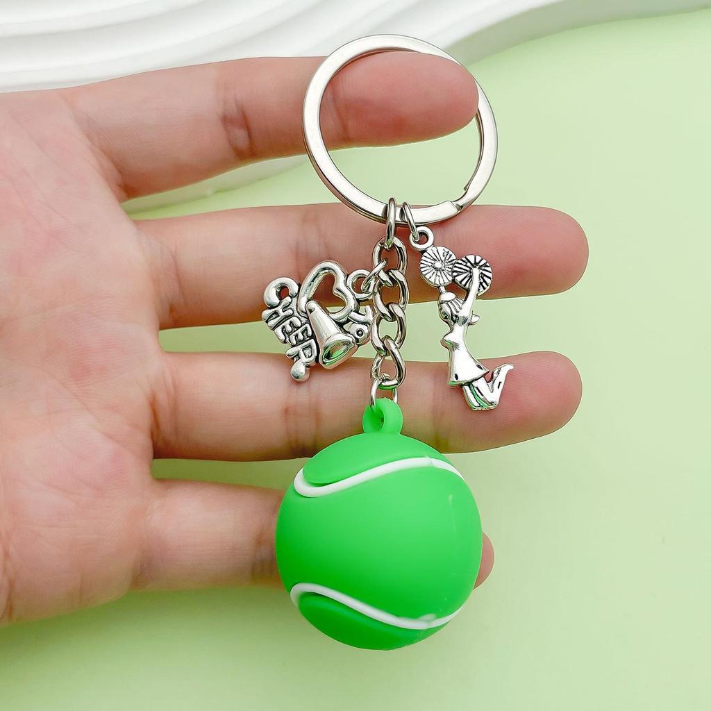 Creative Sports Keychain: PVC Rubber Football, Tennis, Basketball, Rugby Pendant - Small Gift