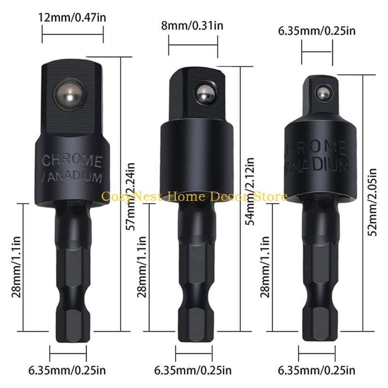 92MF 105° Right Angle Impact Drill Bit Adapter Set Rotatable Impact Driver Adapter 1/4" 3/8" 1/2" Impact Driver Adapter
