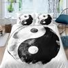 Yin Yang Påslakanset Boho Trippy Art Twin Täcke Örngott Traditionellt Ying Yang-tema King Size Polyester Quiltöverdrag