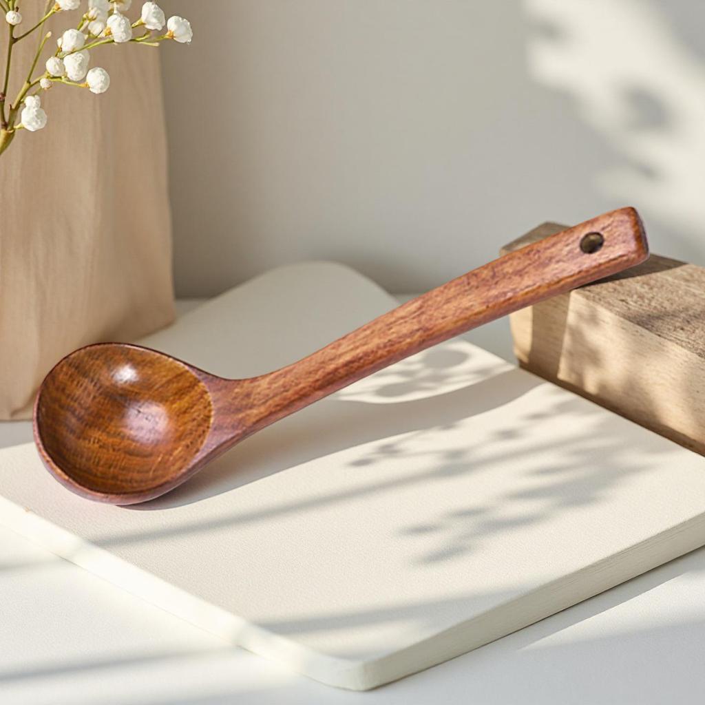 Long Handle Wooden Soup and Porridge Spoon: Large Kitchenware for Serving and Hot Pot