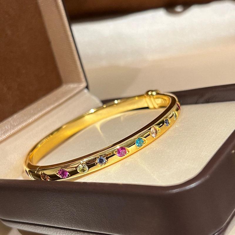 New In Gloss Inlaid Colorful Diamond Bracelets Simple And Fashion Design Charms Layered And Fine Bracelet Party Jewelry Gifts