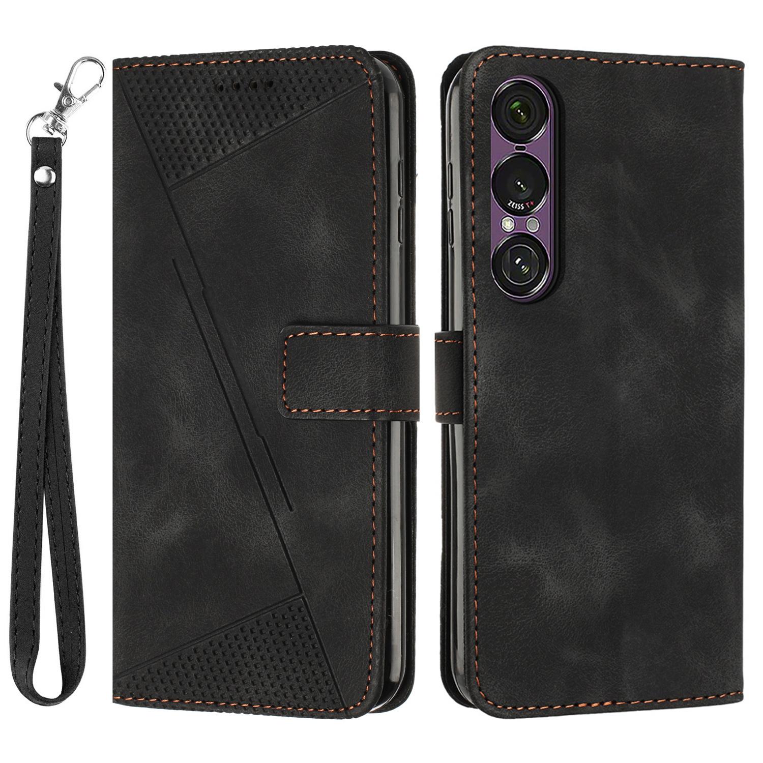 

Leather Case for Sony Xperia 1 VII Imprinted Triangle Phone Cover A