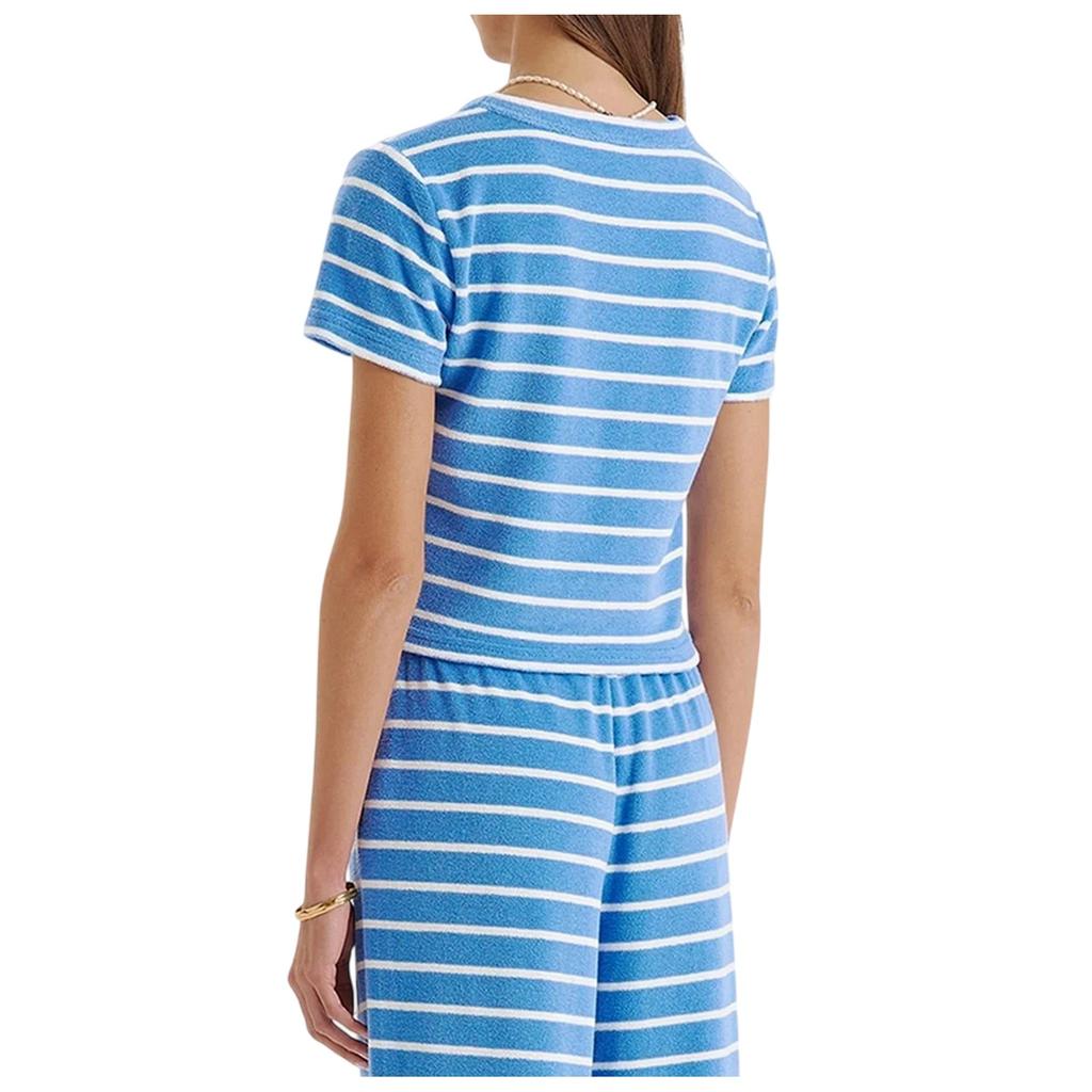 4th & Reckless Womens/Ladies Livia Striped Terrycloth Crew Neck Crop T-Shirt