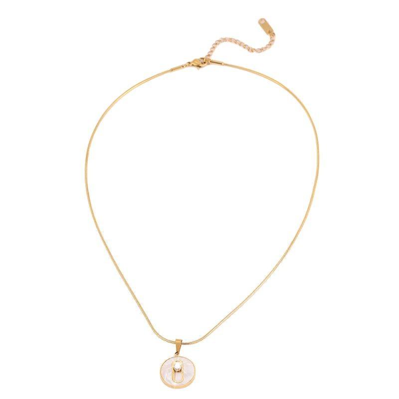 Fashion K Gold Collarbone Chain Hollow Sliding Single Diamond Necklace Women's High Specification Simple Titanium Steel Necklace