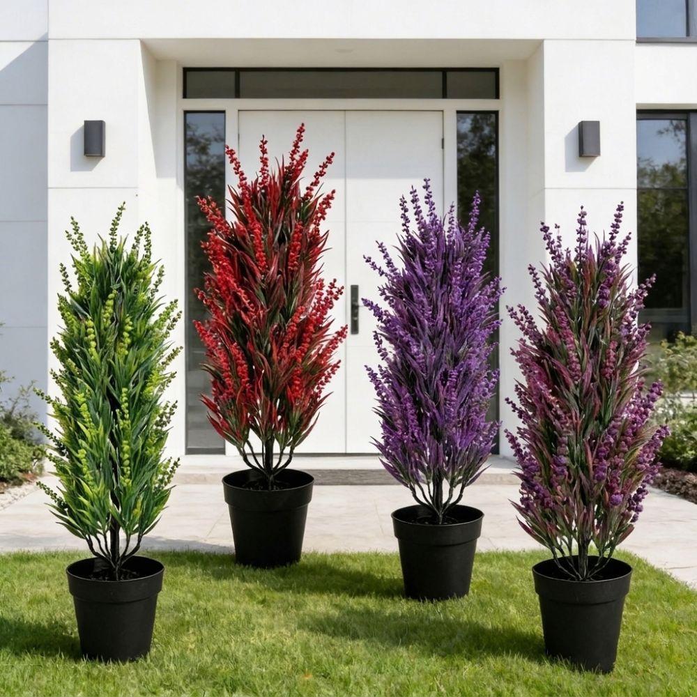 Bamboo Leaf Artificial Lavender Stake Flower No Fade Simulation Lavender Plant Patio Lawn