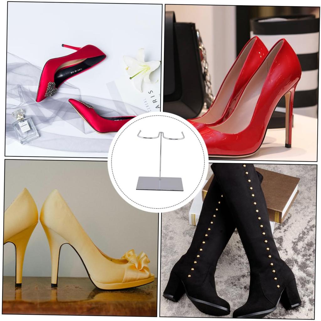 NUOLUX Metallic Shoe Display Stand, Shoe Storage Rack, Metal Shoe Rack, Standing Boot Rack, Easel Stand for Display