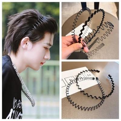 Herren Stirnband Einfaches unsichtbares Sport Stirnband Trendy Herren Schwarz Welle Waschgesicht Rutschfestes Stirnband Haarschmuck