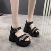 Fashion Women Thick Bottom Gladiator Sandals Summer Chunky Bling Sneakers Fashion High Platform Slippers 10CM Wedge Heel Beach Sandalias