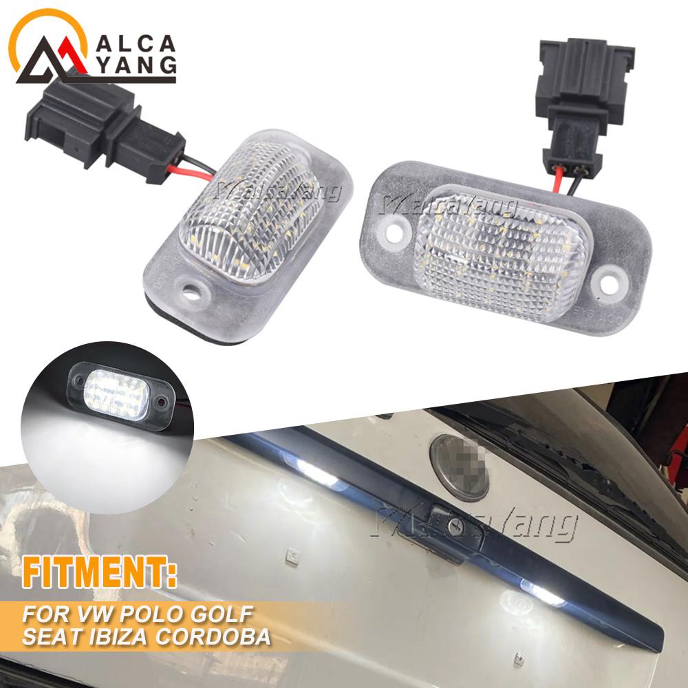 2Pcs Water Proof LED Number License Plate Lights Lamp for VW Golf Mk3 Polo 3 Cabriolet Seat Ibiza Cordoba Vario 6K Error Free