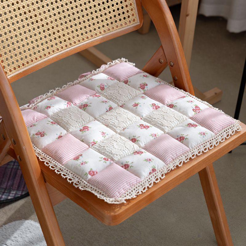 

Свежая пасторальная подушка для стула Утолщенная подушка для сиденья Хлопковая подушка для обеденного стула На шнуровке Тканевая Цветочная Однотонная Подушка из массива дерева Pink 40*40cm
