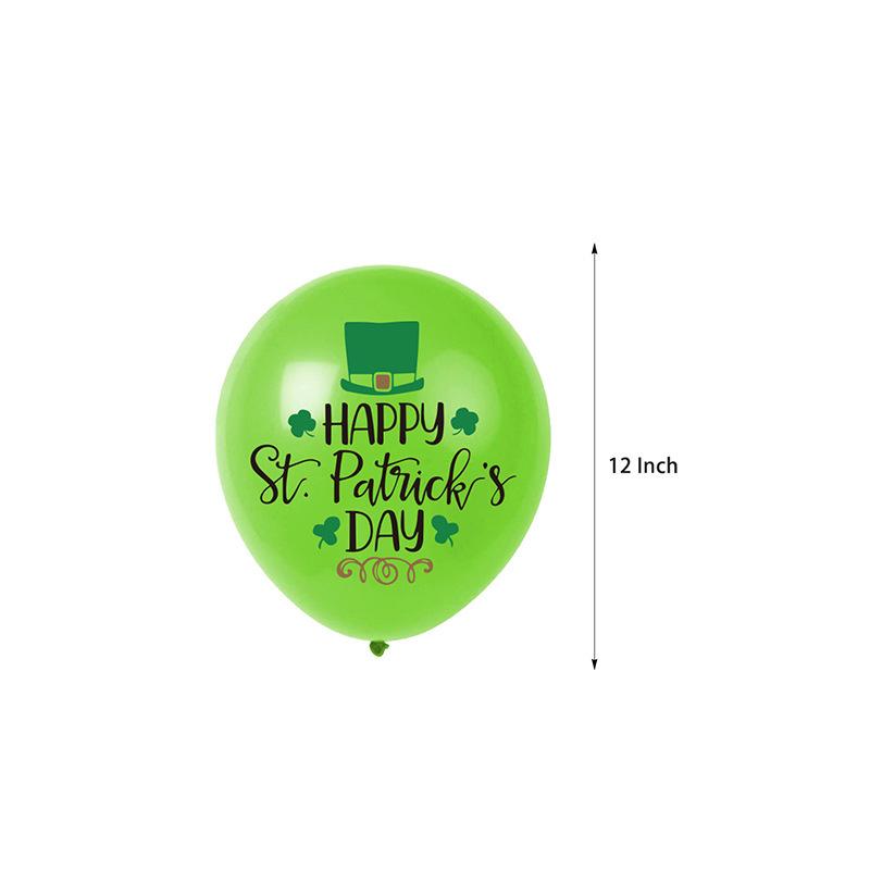 St. Patrick'S Day Green Clover Themed Party Balloons Irish Festival Green Hat Clover Latex Balloons
