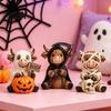 Dark Style Resin Figurine 3Pcs Halloween Highland Cow Figurines, Cattle Statues of Grim Reaper, Modern Farmhouse Table Decor Mummy & Ghost,