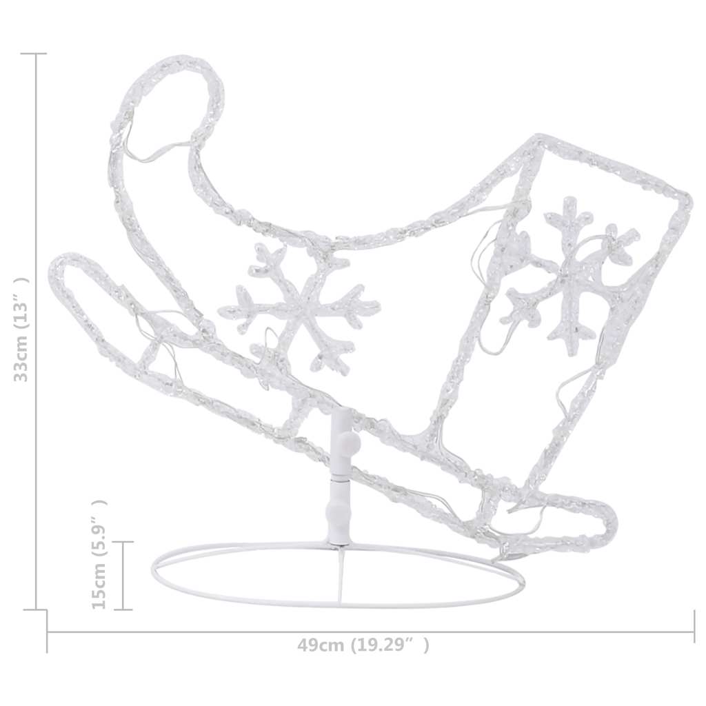 Christmas Decoration LED Reindeer & Sled Acrylic 260*21*87 Cm