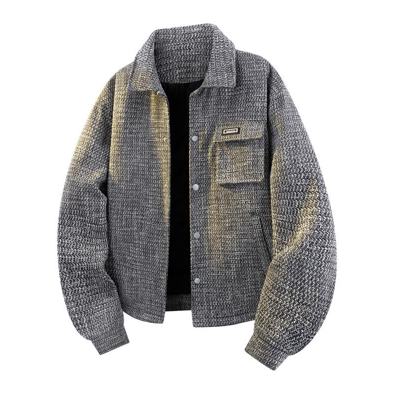 Мужская хлопковая куртка с лацканами большого размера: Готов к зиме, Плотный, Теплый, Универсальный Повседневный стиль Гонконга. XL