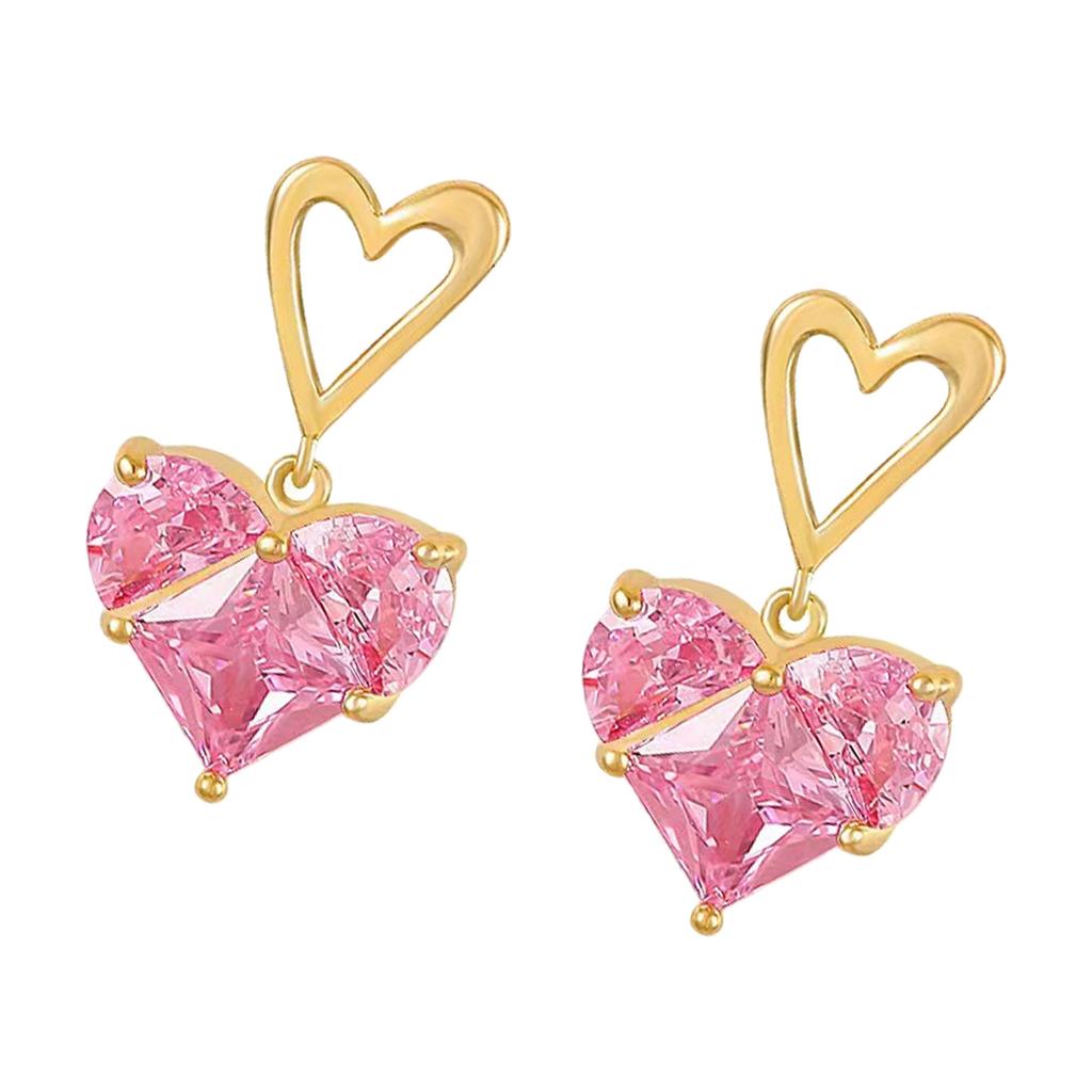 Fashionable Zircon Heart Earrings Crafted from Sturdy Alloy Materials for Everyday Elegant and Uniaue Styles Wear