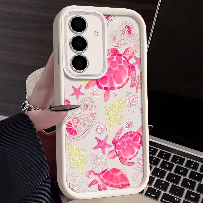 Phone Case For Samsung Galaxy S24 S25 S21 Ultra S22 FE S23 Plus A55 A54 5G A16 Shockproof Soft TPU Coral Seashell Pattern Funda