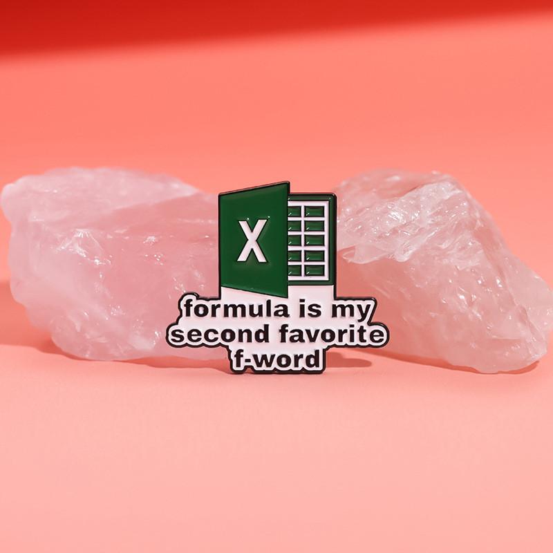 Creative Excel Spreadsheet Series Metal Badge Fun Green Letter Gift Accessory Pin