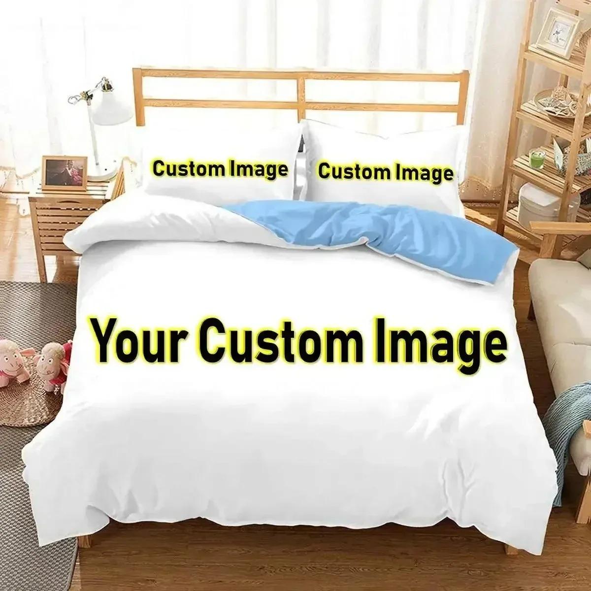 

Custom King Queen Duvet Cover Luxury 3D Personalized Customization Print Bedding Set 2/3Pcs Quilt Cover Pink Blue Coffee Color EU Single(135x200cm)