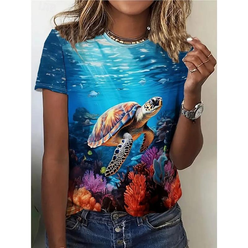 Summer Fashion Women's T-Shirts Kawaii Animal Stylish Printed Casual Short Sleeve Crew Neck Tees Tops
