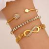 5pcs/Set Vintage Gold /Copper Color Simple Design Multielement Crystal Bracelets Set for Women  Adjustable Bangle Zircon GIft
