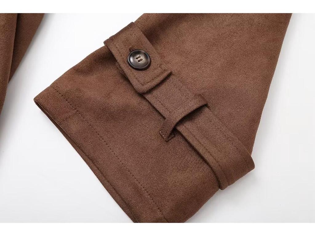 2024 Autumn Women's European & American Style Double-Button Lapel Trench Coat