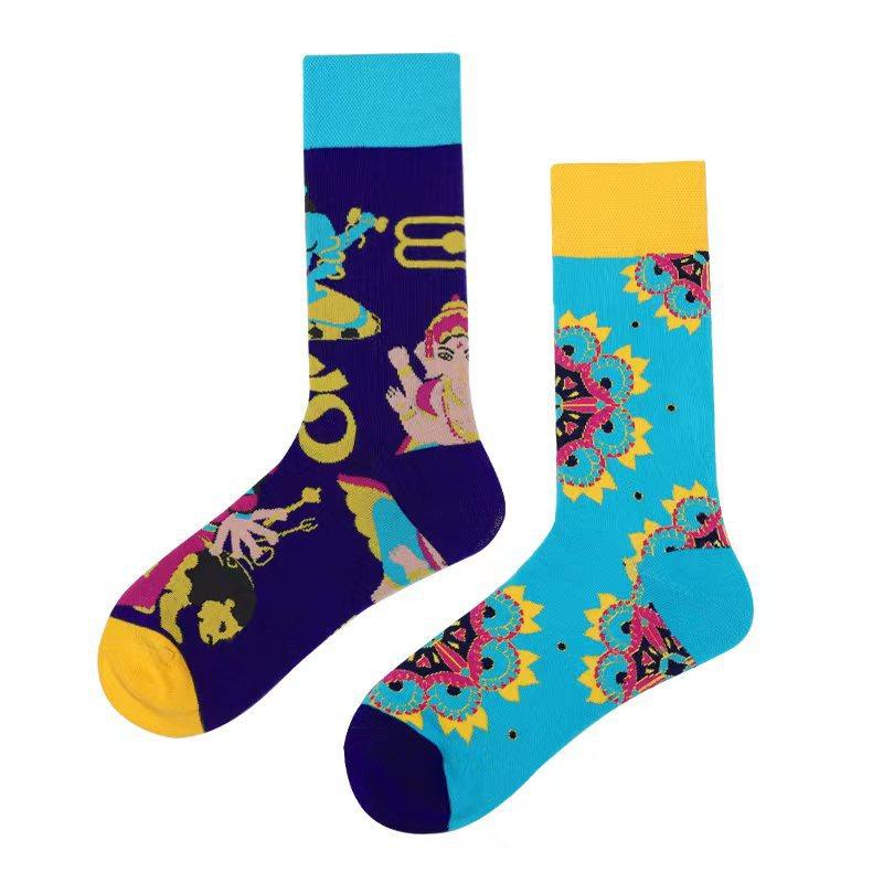 Mandarin Duck Men's and Women's Socks Original AB Trendy Socks Medium High Tube Socks Flower Fruit Animal Cartoon Cotton Socks