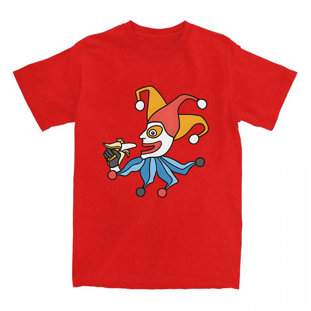 April Fools Jimbo Print Tees Game Balatro Funny Graphic T-shirt Short Sleeve Cotton Tshirts Crew Neck Streetwear XXL красный
