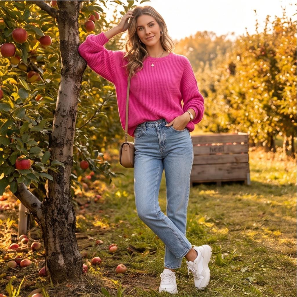 Women's Casual Neck Sweater for Spring and Fall, Long Sleeve Pullover for Everyday Wear