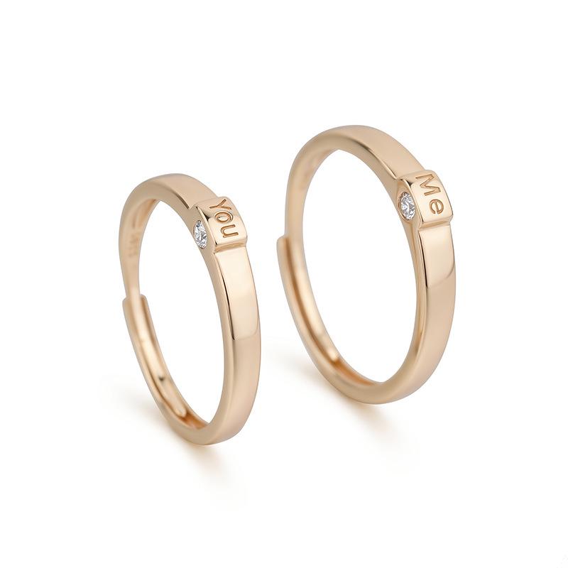 925 Sterling Silver You & Me Engraved Diamond Couple Rings - Unisex Personalized Design