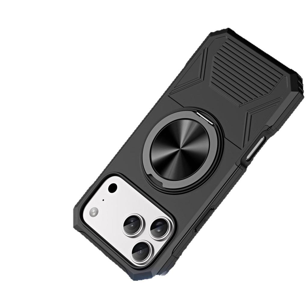 iPhone 17 Pro Max Drop-Proof Magnetic Case with 360° Rotating Ring Stand