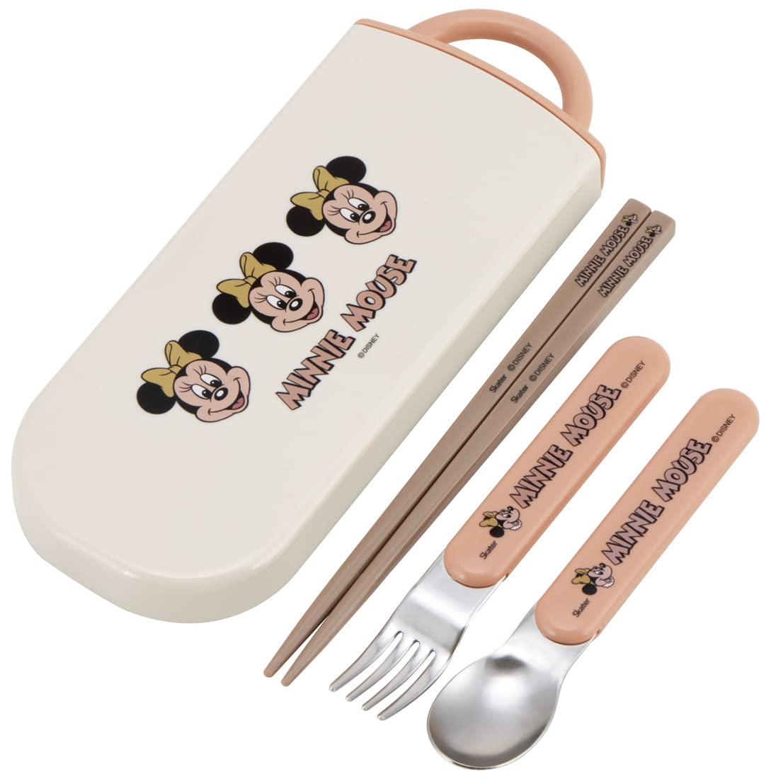 

Skater Antibacterial Trio Set of and Disney Minnie Mouse Retro Made in Japan Children s Chopsticks, Spoon, Fork, Design, (TACC2AG-A)