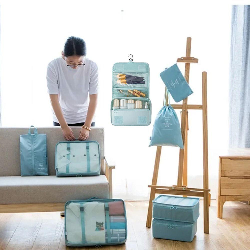 8Pcs Foldable Travel Organizer Set Large Capacity Luggage Storage Bags Portable Wardrobe  Underwear