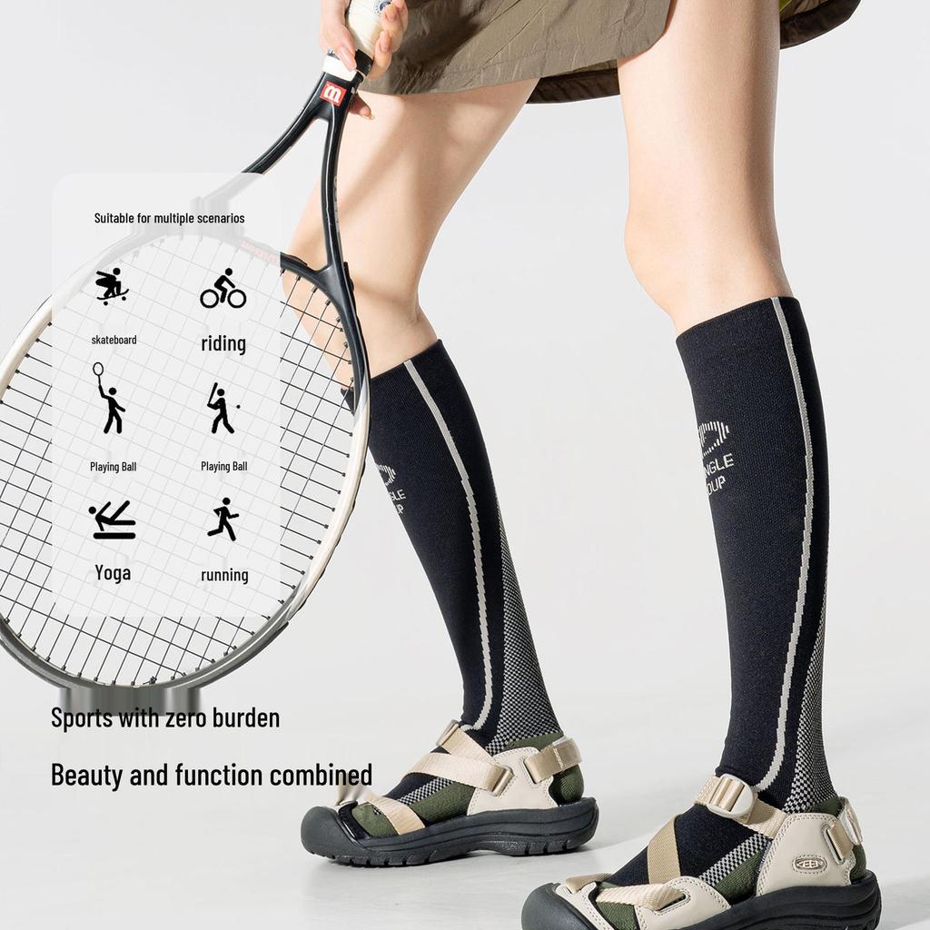 Women's Knee-High Micro-Pressure Compression Socks for Yoga, Running, Skipping, and Calf Muscle Support