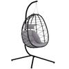 Hanging Egg Chair With Stand Folding Basket Cushion And Headrest For Indoor And Outdoor Load 120 Kg Gray