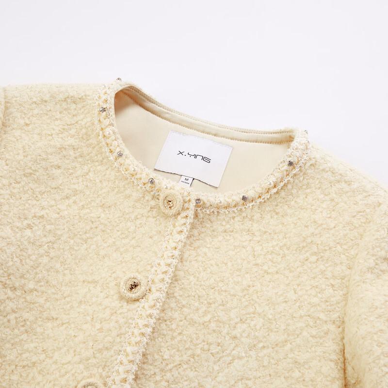 Xiangying Women's Yellow Tweed Woolen Jacket