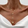 Simple Style Imitation Pearl Collarbone Necklace Female, Design Sense Y Word Metal Bone Chain Necklace